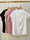 Women Elegant O-Neck Satin Casual Tops